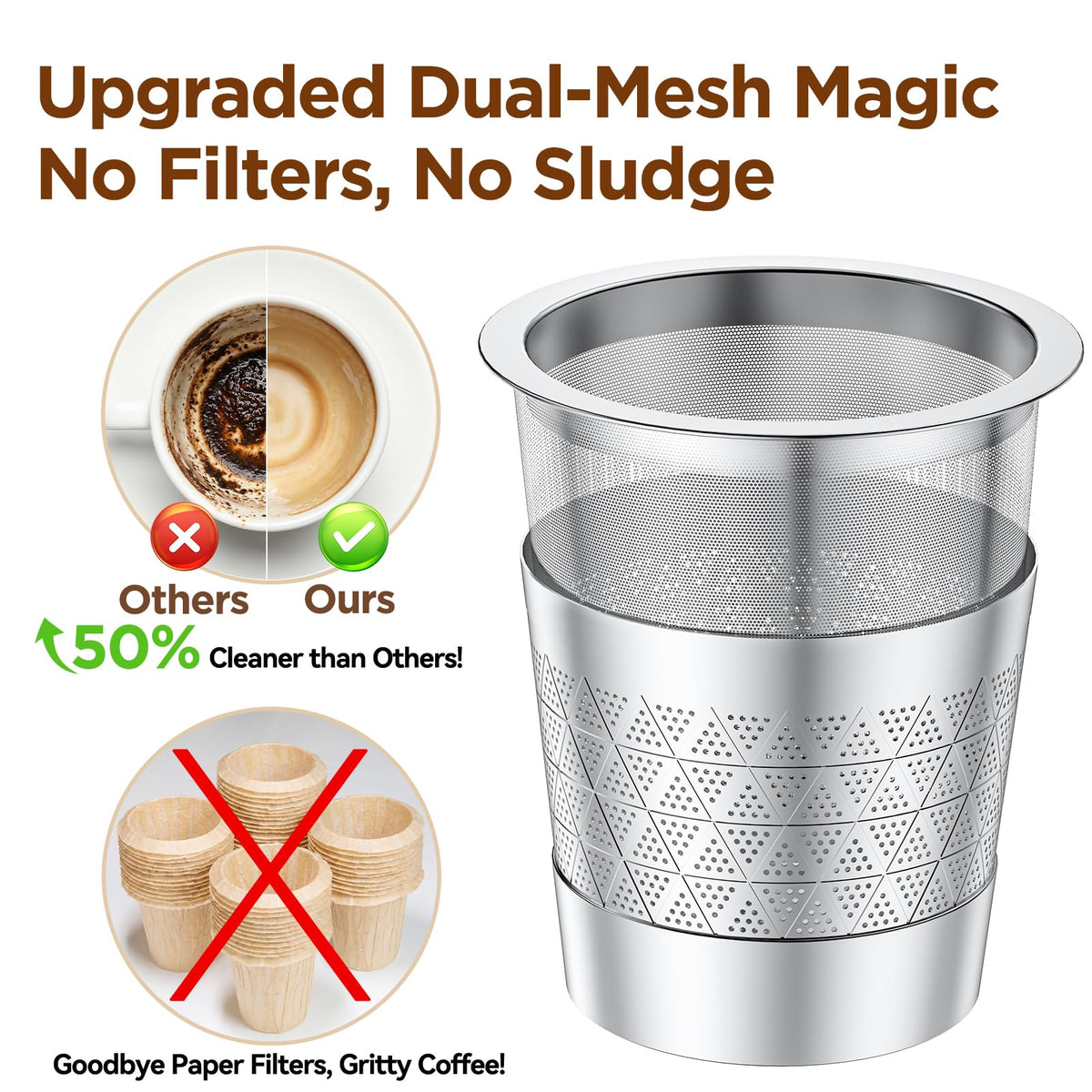 Set of four silver reusable coffee pods