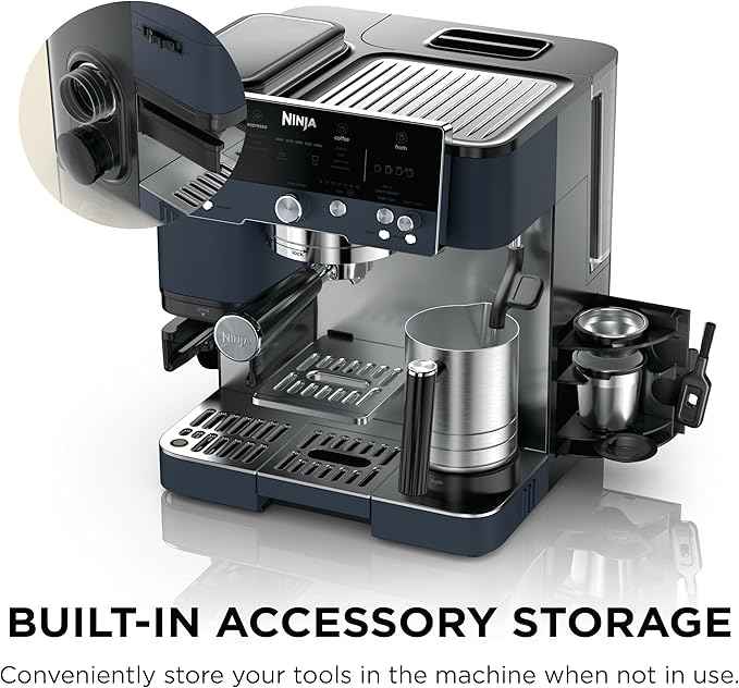 Ninja Luxe Café Premier Series, Espresso Machine, Drip Coffee Maker & Rapid Cold Brew, Integrated Grinder, Assisted Tamper, Hands-Free Frother, for Cappuccinos & Lattes, Cyberspace, ES601CY