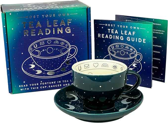 Gift Republic Tea Leaf Reading Kit. Host Your Own Tea Leaf Reading Party. Teacup and Saucer Divination Gift Set