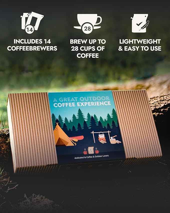 Gourmet Outdoor Coffee Gift Set for Men & Women - 14 World's Finest Single Origin Specialty & Organic Coffees in Innovative Brewers | Sampler Box for Coffee Lover to Brew & Enjoy Anytime, Anywhere