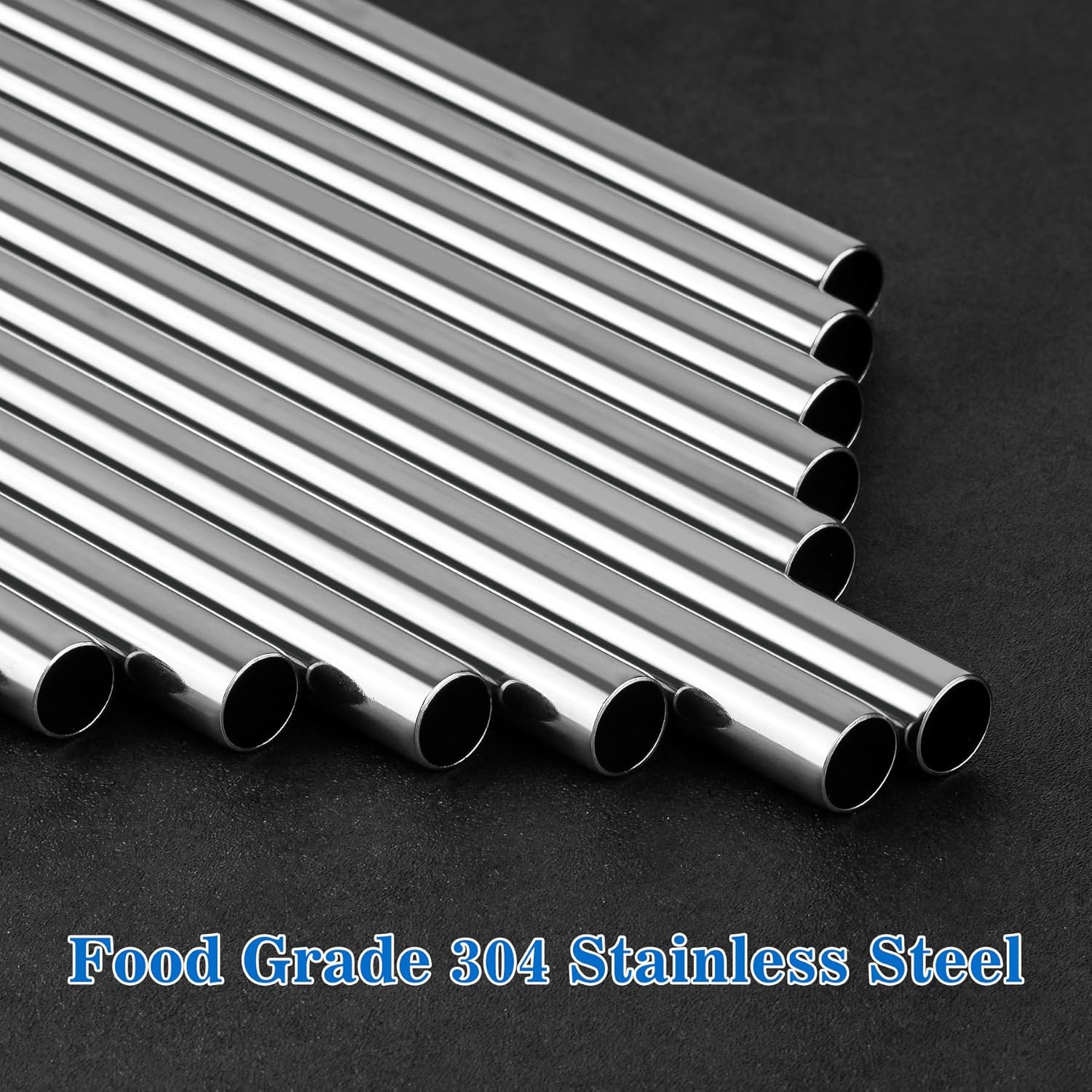 Tomorotec 40oz Straws, 14PCS Stainless Steel Replacement Straws for Stanley 40oz Adventure Quencher Travel Tumblers with Cleaning Brushes 2PCS, Food-Grade, Dishwasher Safe for Smoothies (Silver)