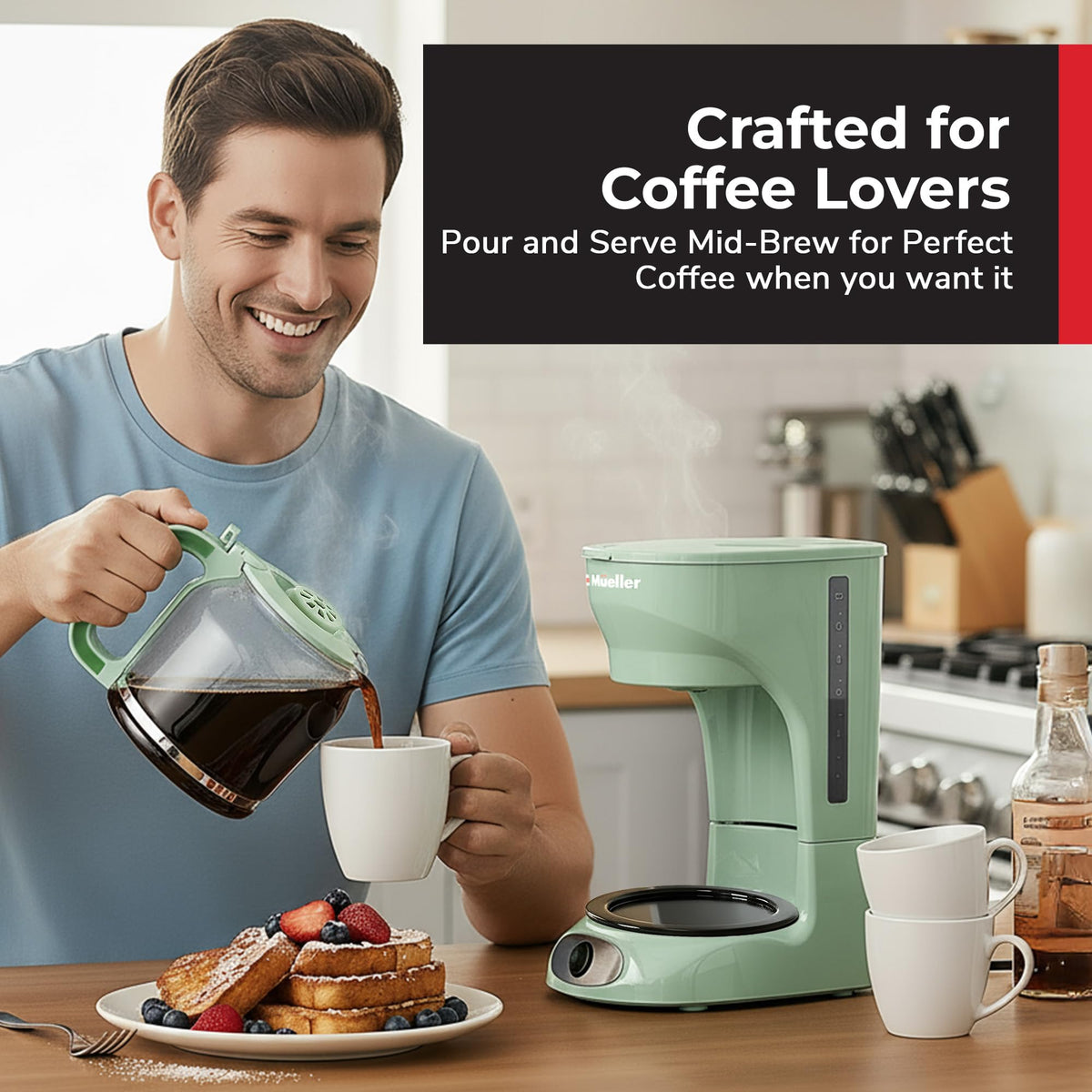 Green 12-cup coffee maker side view