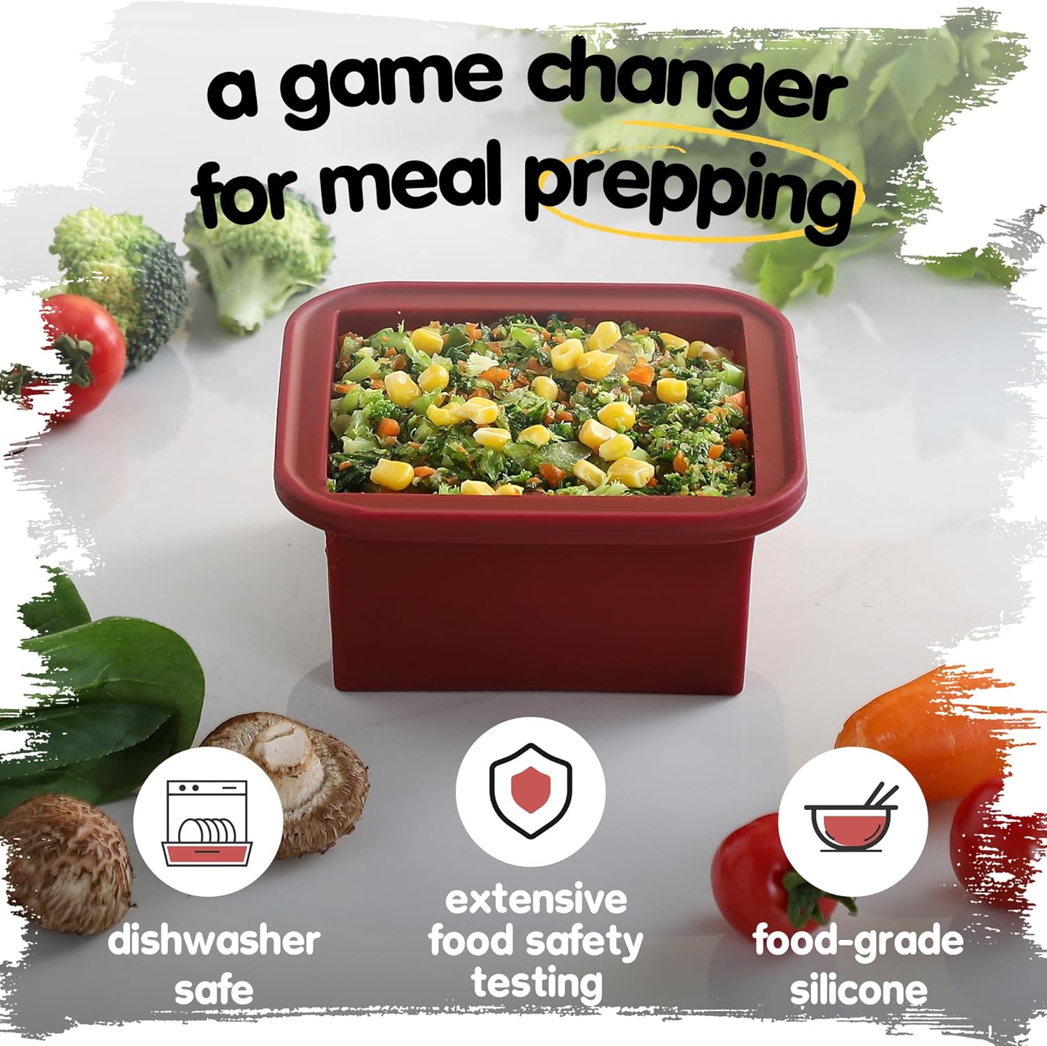 2-Cup Silicone Freezer Trays with Lids – Perfect for Meal Prep, Portion Control, and Easy Freezing-Meal Prep Container Molds for Soup,Leftovers (Cranberry, 4 Pack) - Blissbrew