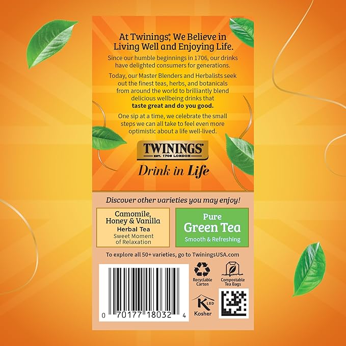 Twinings of London Pure Rooibos Herbal Red Tea Bags, 20 Count (Pack of 6)