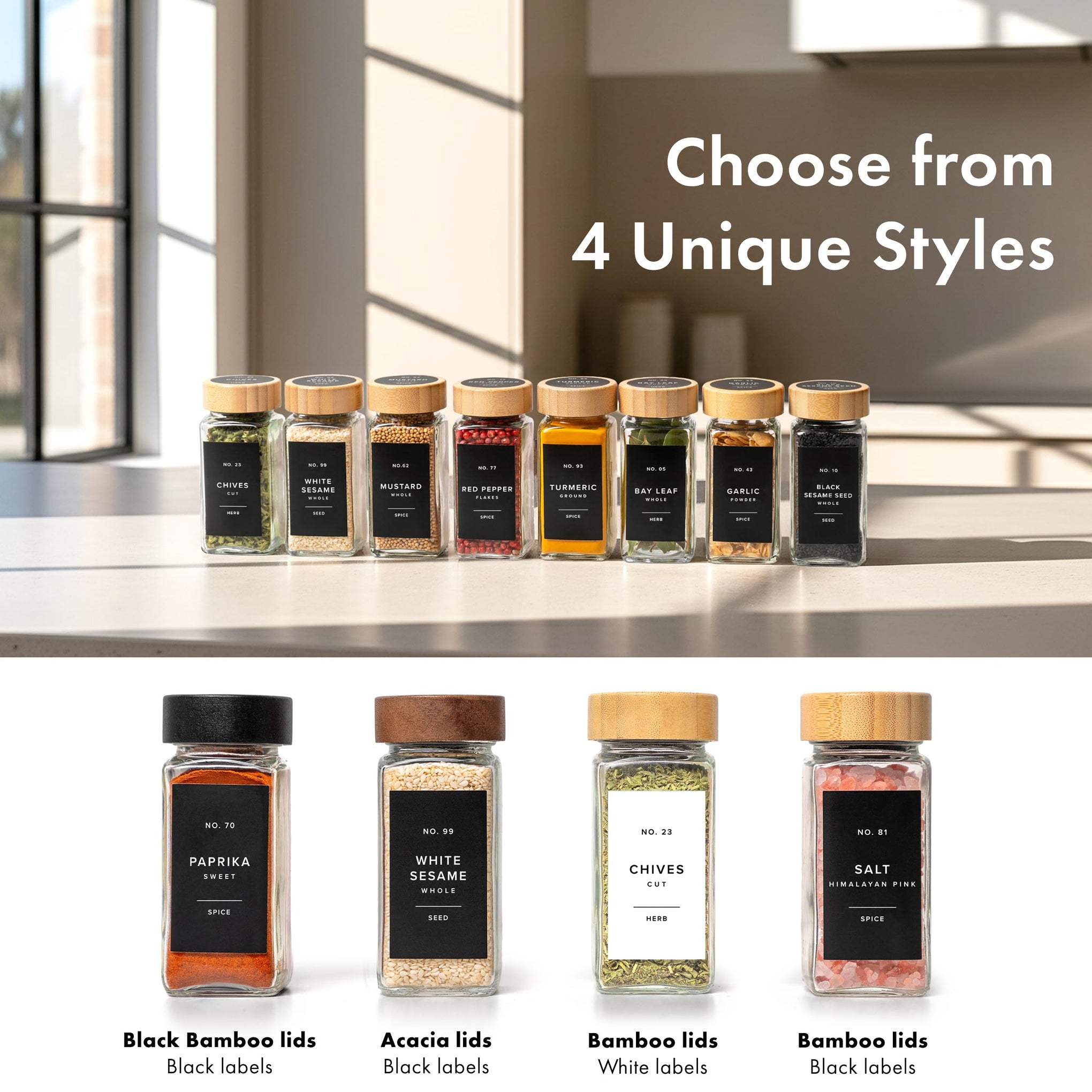 Glass Spice Jars with Label (24 Count)