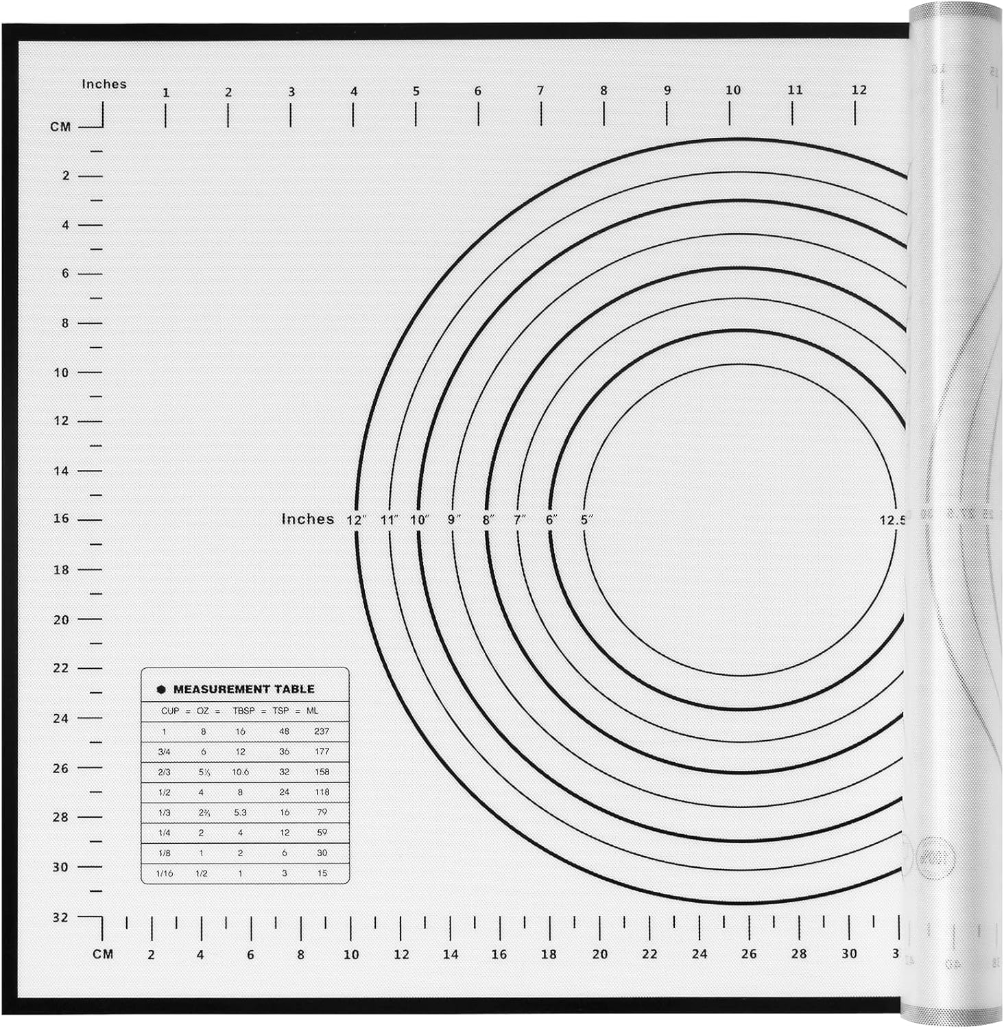 Yansumi silicone pastry non stick baking mat with measurement fondant mat with three sizes for silicone baking mat, counter mat, dough rolling mat,fondant/pie crust mat. (L,24