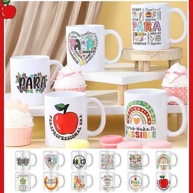 12 Pcs Paraprofessional Gifts Bulk, Paraprofessional Day Mugs 11oz Ceramic Cup for Para Supplies Teacher Assistant Grad Paraeducators, Teacher Aids, Classroom Staff Appreciation Gifts