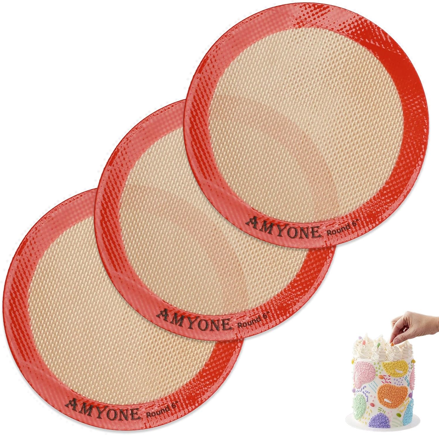 6 Inch Round Baking Mats, Food Grade Silicone Mats for Cake Pan/Tortilla Maker, Premium Non-Stick Reusable 6 Inch Tortilla Press Liner for Small Cake/Tortilla/Pie/Pizza, Round 5.5