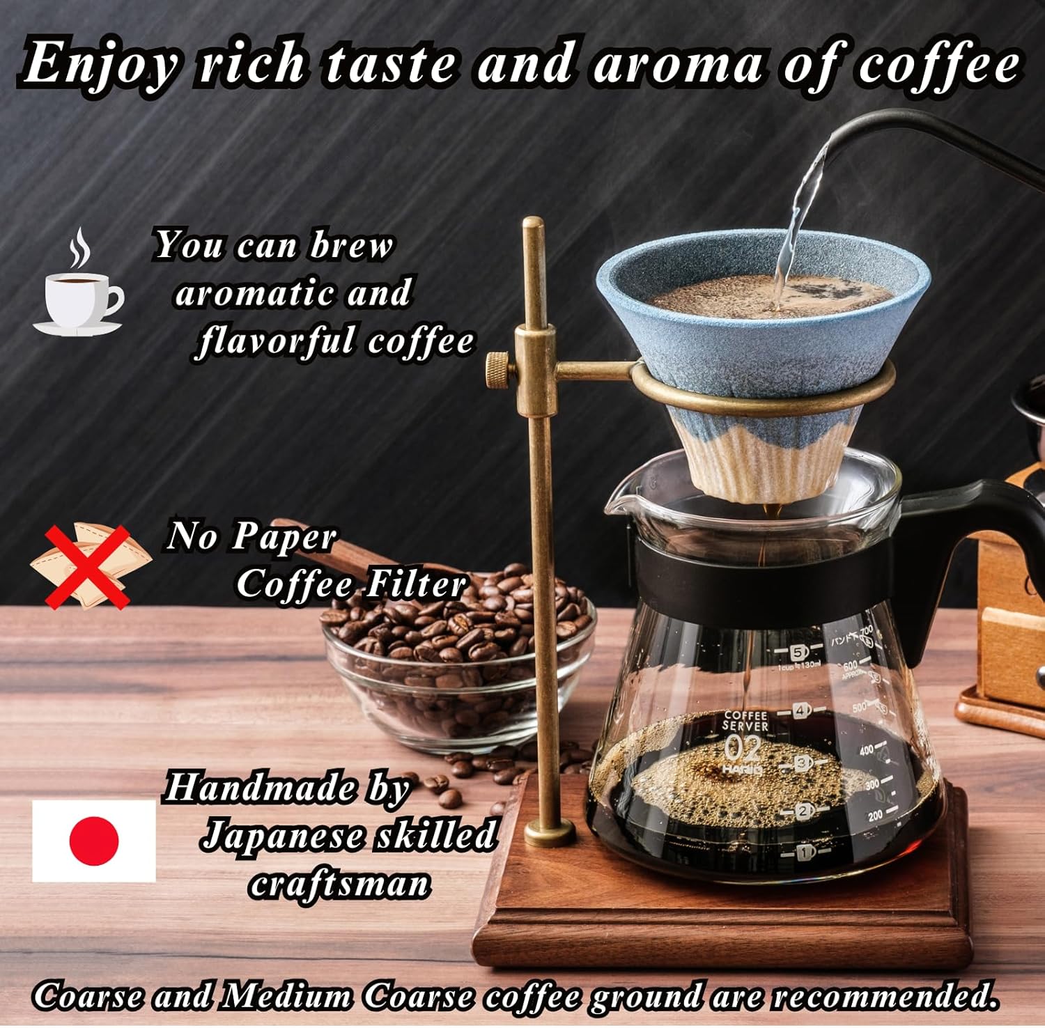 Ceramic Reusable Coffee Filter Dripper Paperless Sustinable Mt. Fuji Made in Japan (Blue Green)