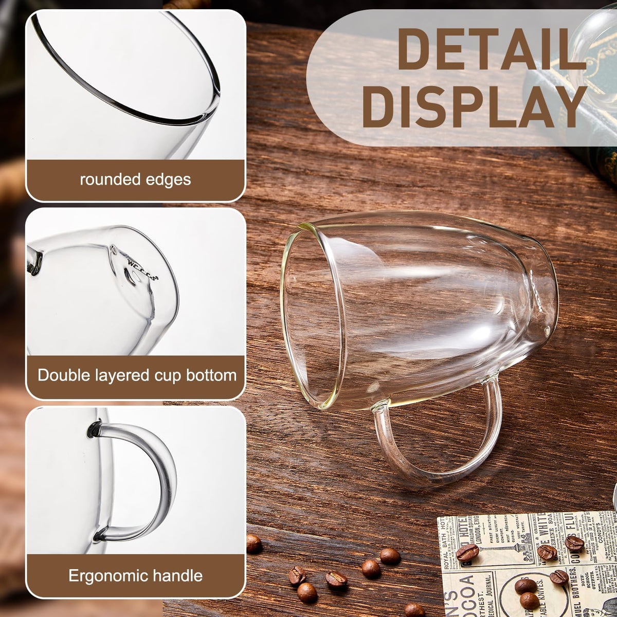 Double wall insulated glass mug close view