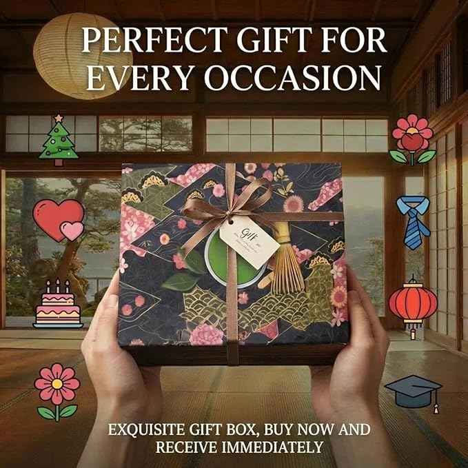 Matcha Whisk Set for Beginner: Japanese Tea Ceremony, 7-in-1 Starter Kit, Easy to Use Guide, 60s Dense Foam, 100% Natural Handmade Bamboo, Lead-Free Ceramic Bowl, Food Safety Certified, Gifts.
