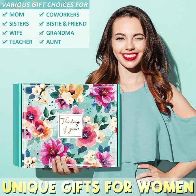 Birthday Gifts for Women Self Care Get Well Soon Gifts, Ocean Relaxing Spa Gift Box Care Package Basket w/ Luxury Flannel Blanket 40 oz Tumbler, Mother's Day Gift for Mom Her Wife Girlfriend Grandma