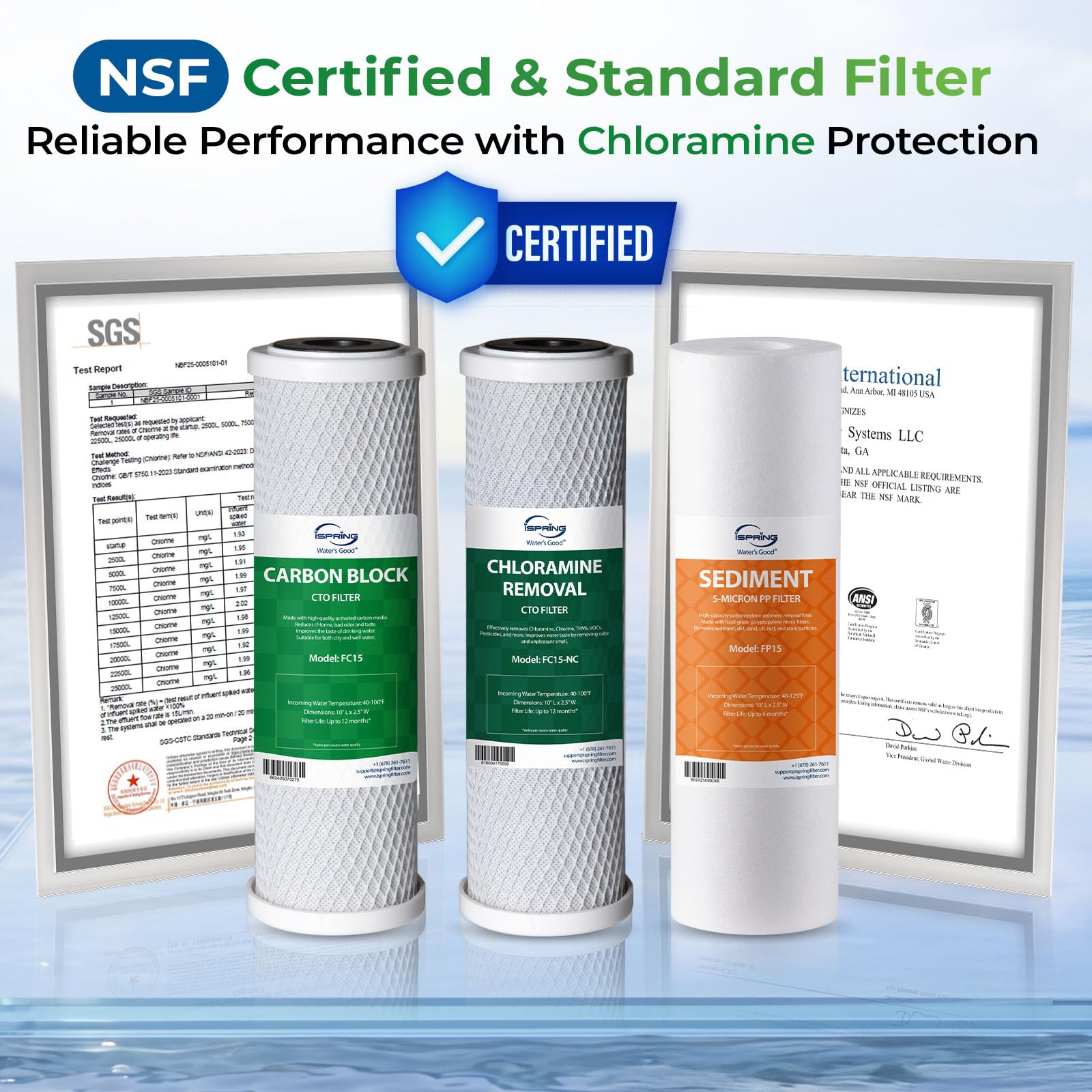 US31-NC 3-Stage Under Sink Water Filter System with Faucet, 1 Year
