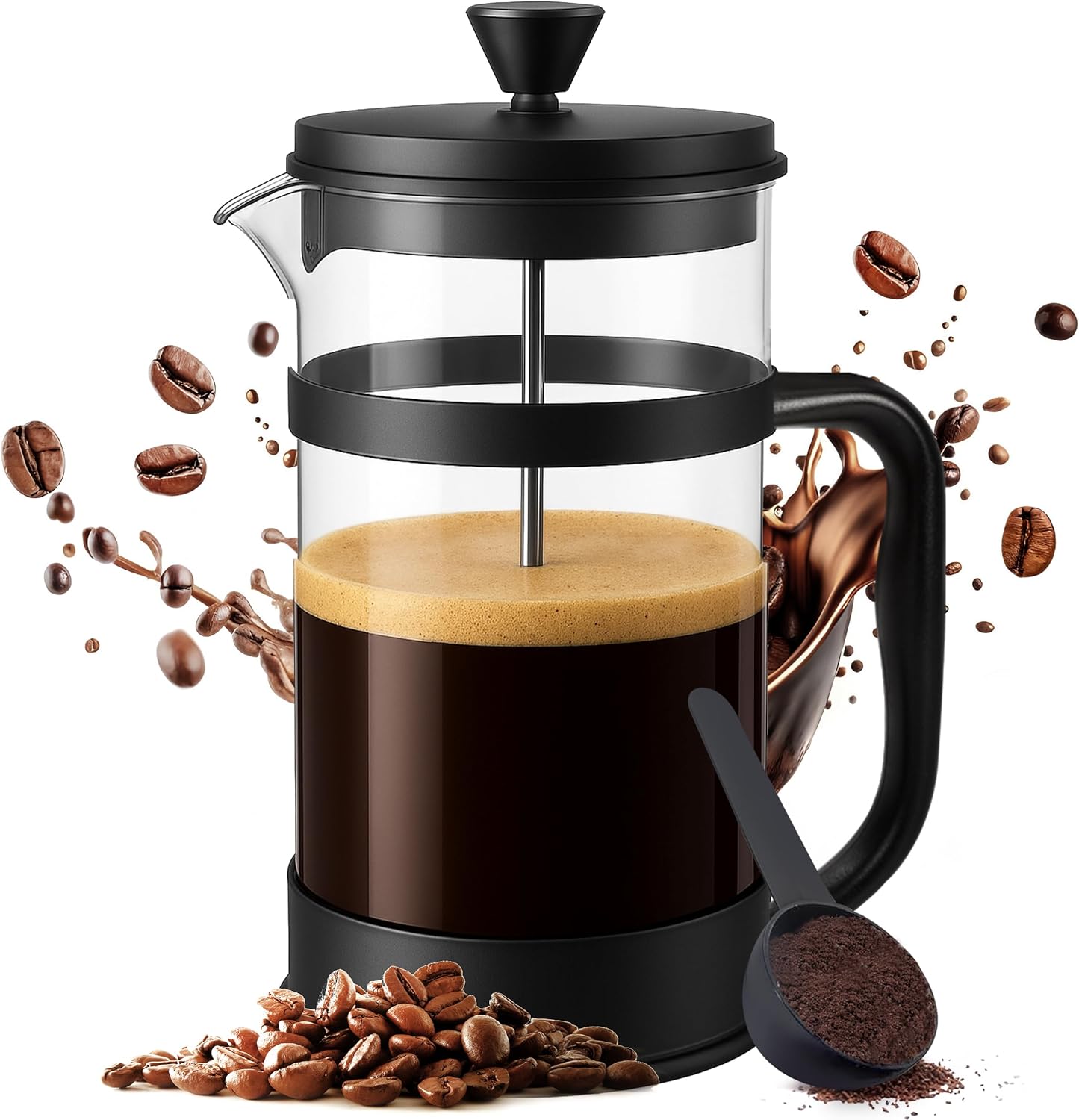 Utopia Kitchen 34 Ounce 1 Liter French Press Coffee Maker, Tea Maker, Travel Coffee Presses, Heat Resistant Thickened Borosilicate Coffee Pot for Camping Travel Gifts, Black Pack of 1 - Blissbrew