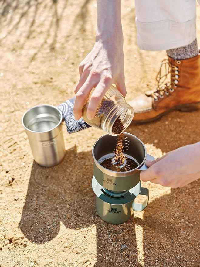 STANLEY Perfect Brew Pour Over Set | 12 oz Camp Mug with Lid Included | Drip Coffee Maker with Reusable Filter | Insulated Stainless Steel | BPA-Free | Black 2.0