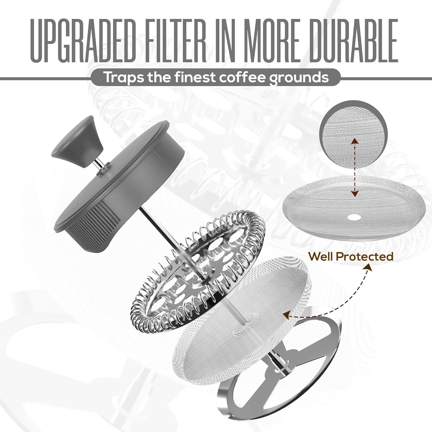 Utopia Kitchen 12 Ounce 0.35 Liter French Press Coffee Maker, Tea Maker, Travel Coffee Presses, Heat Resistant Thickened Borosilicate Coffee Pot for Camping Travel Gifts, Grey Pack of 1 - Blissbrew