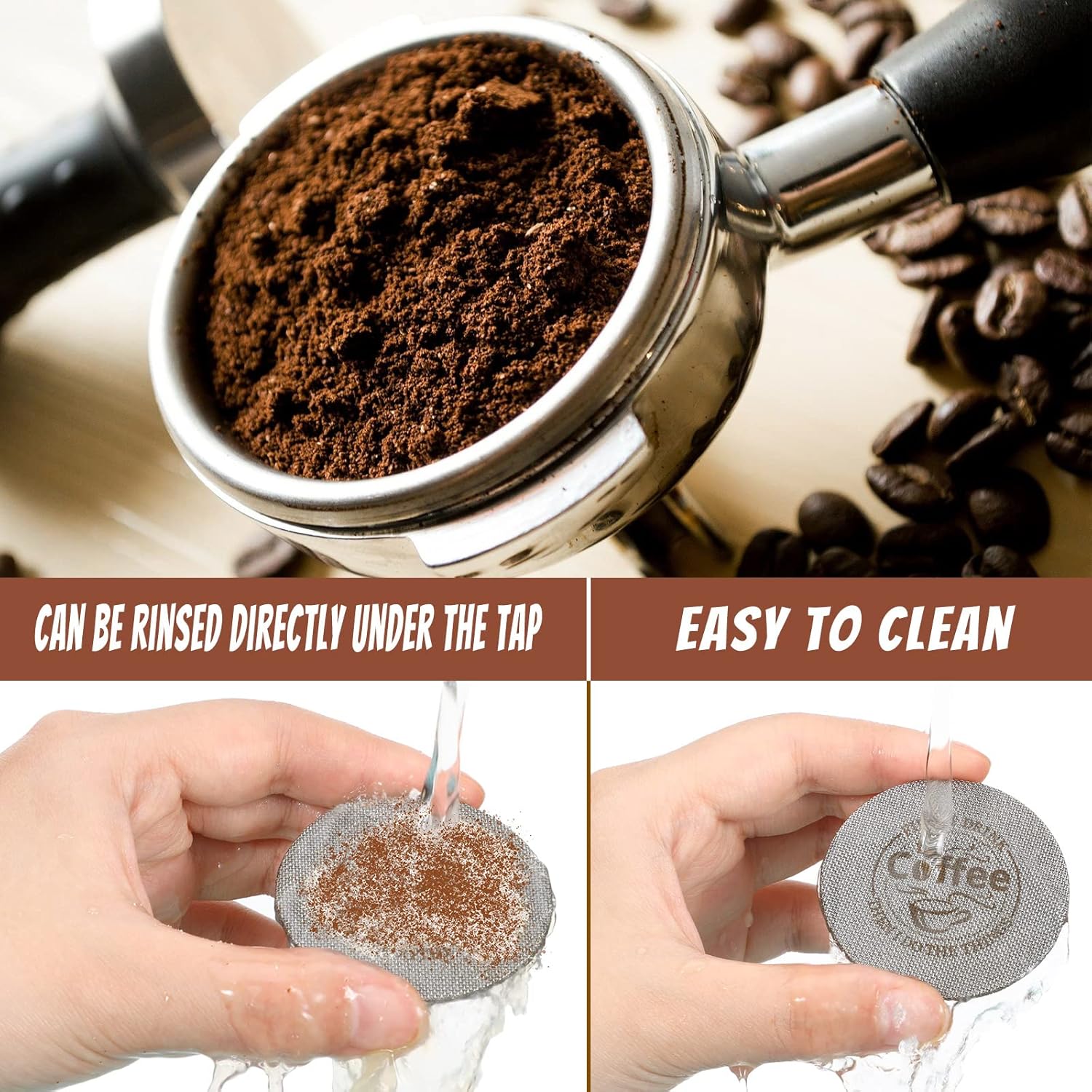 Yaomiao 2 Pieces 58.5mm Espresso Puck Screen, 1.7mm Thickness 150 Micrometre Reusable Barista Espresso Screen Stainless Steel Coffee Filter Mesh Plate for Bottomless Portafilter Filter Basket