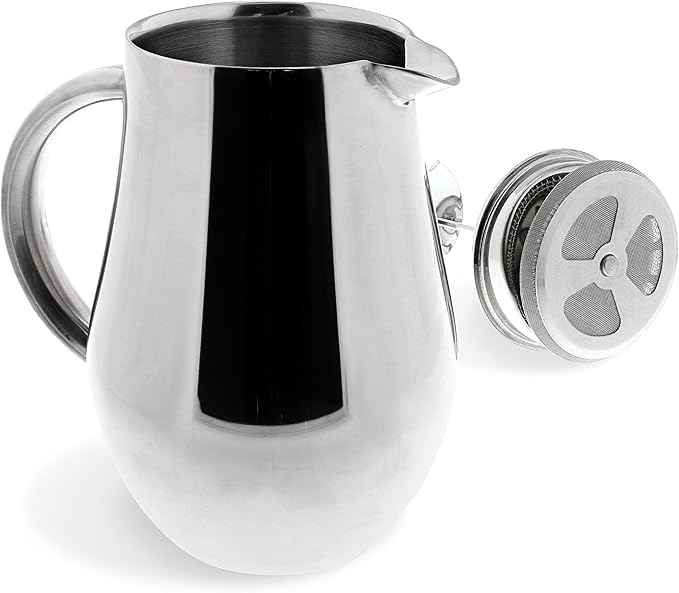 Stainless Steel French Press Coffee Maker Large 1 L (34 oz) with 2 Extra Filters Silver – Double Walled Insulated Coffee Press Keeps Drinks Hot, Easy to Use, Stylish Design for Rich Flavor