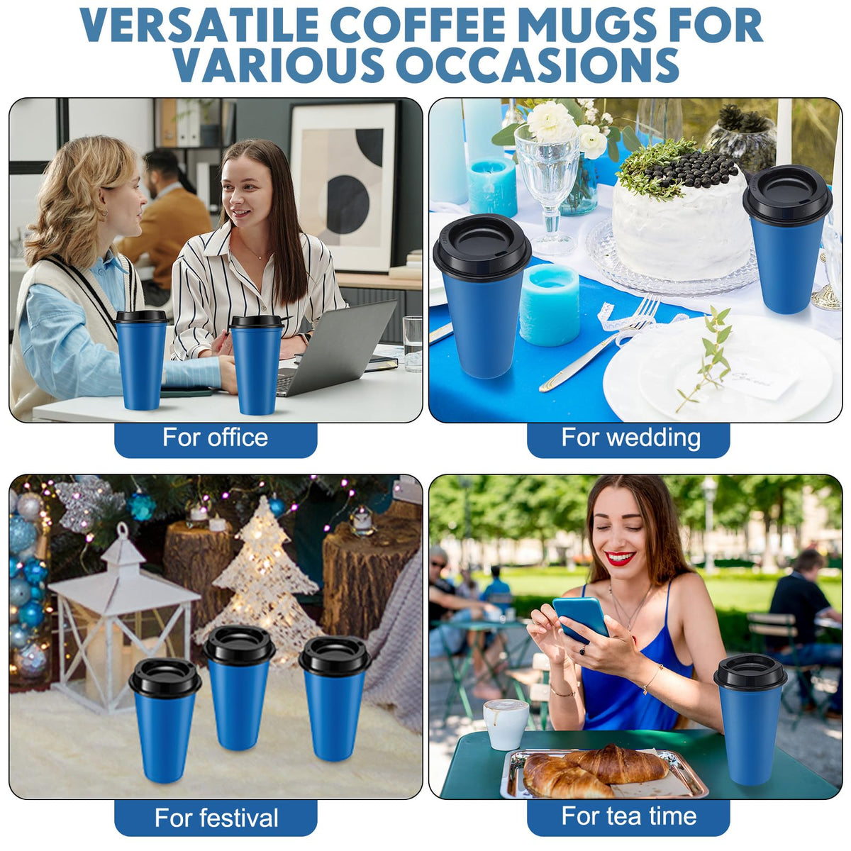 Set of reusable travel tumblers with matching lids