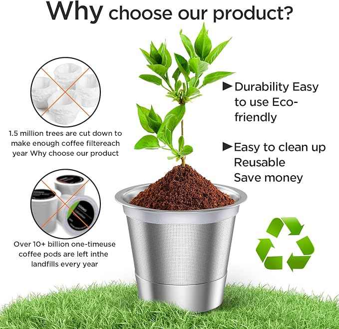 Reusable K Cups and Coffee Pods,Universal Stainless Steel K Cups for Keurig 2.0 and 1.0 Coffee Makers Machine Non-BPA(1pack)