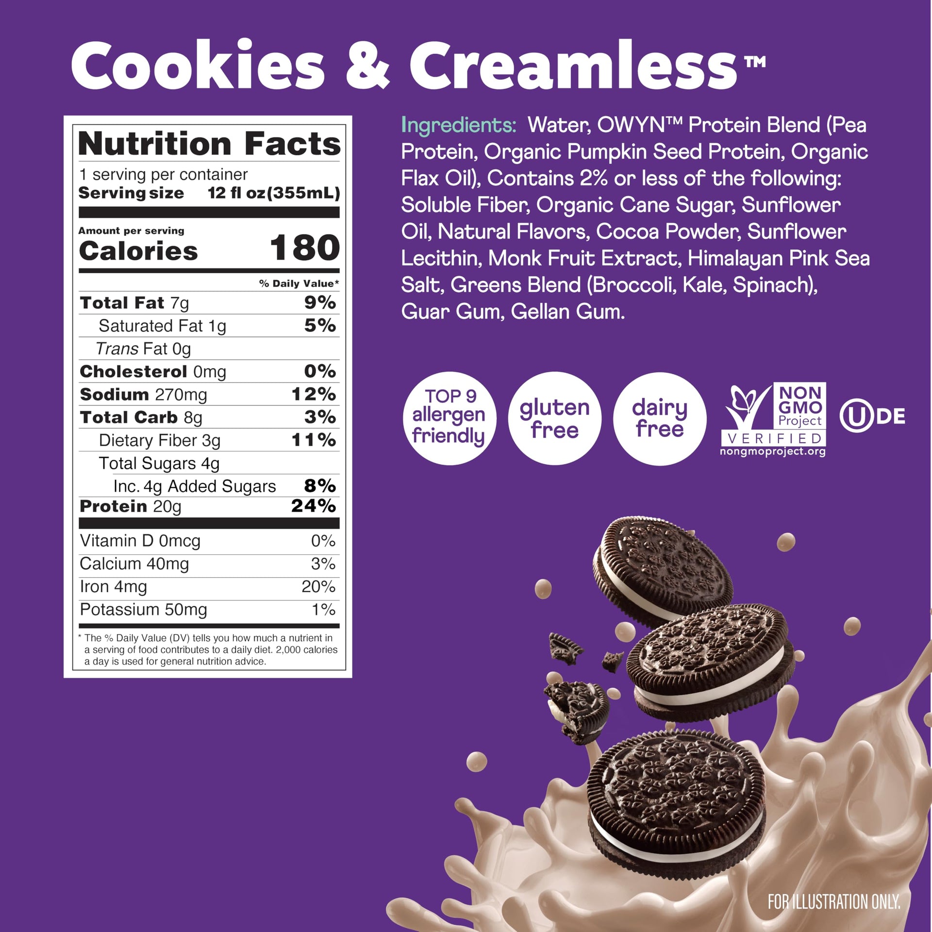 Cookies N Creamless Flavor 20g Protein Shake (144 Fl Oz)