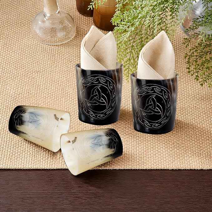 Handicrafts Home Viking Horn Shot Glasses Set of 8, Handmade Natural Ox Horn, Rustic Viking Drinkware Whiskey Shot Cups, Father’s day Gifts, Birthday Gifts for Men, Gifts for Dad, Room Decor for Men