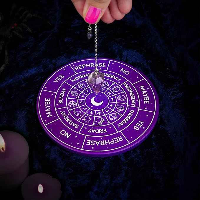 Pendulum Board Divination Kit - Metaphysical Dowsing Reading Board and Crystal - Pendulum Board Gift Set