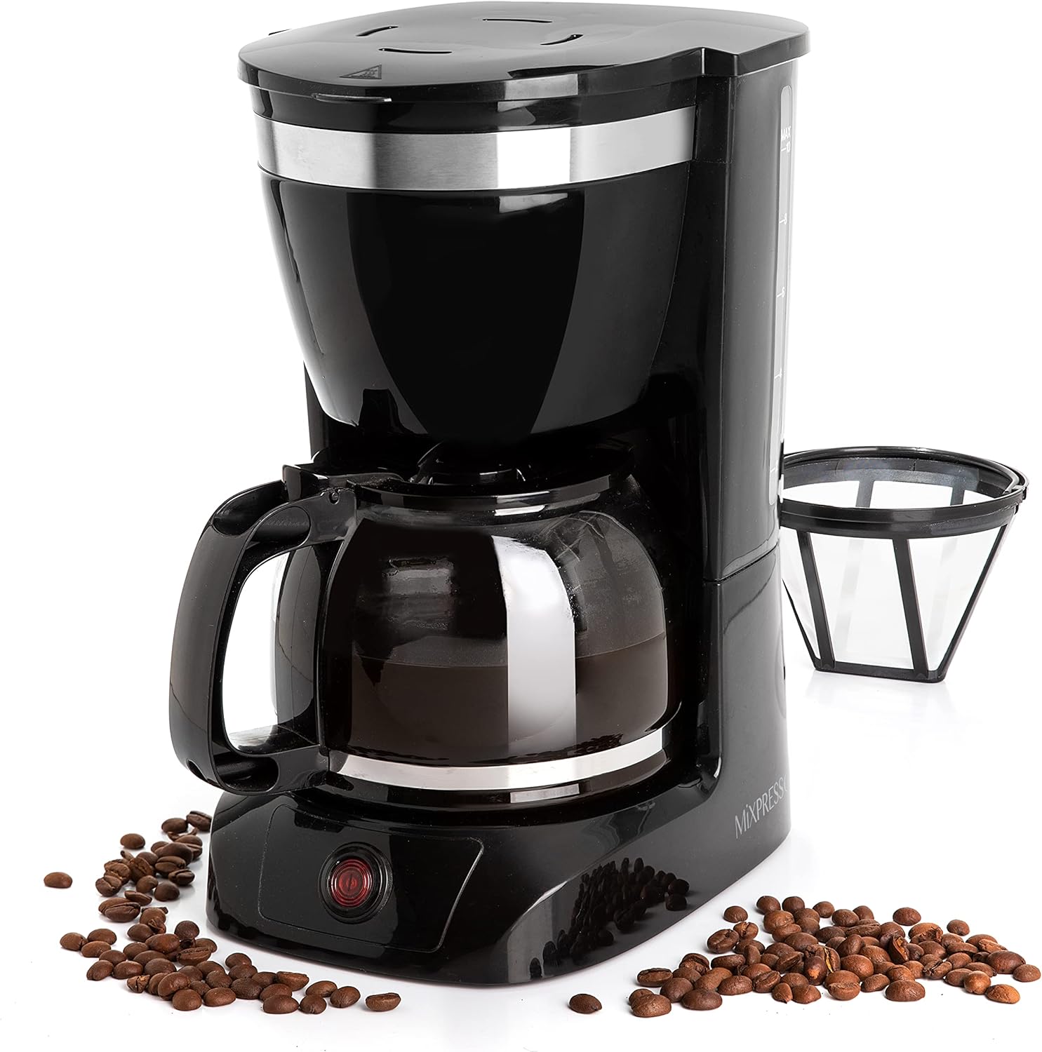 Mixpresso 10-Cup Drip Coffee Maker, Black Coffee Pot With Reusable Filter