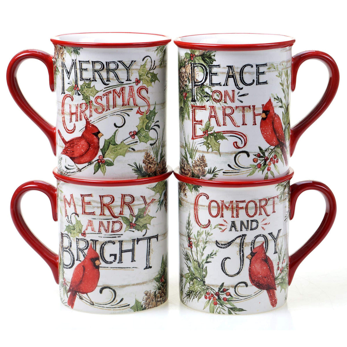 Set of 4 Christmas ceramic mugs, 16 oz