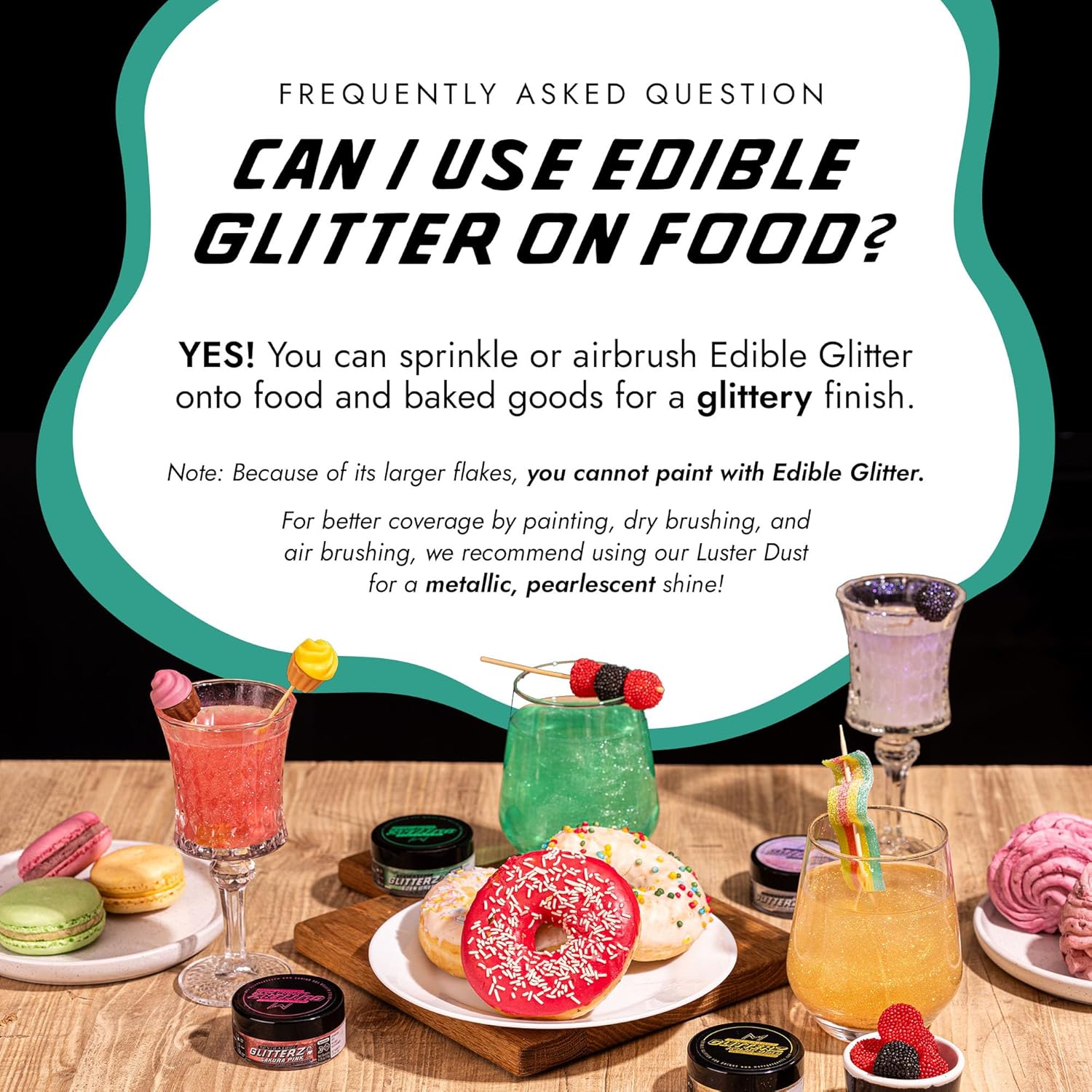 MONÉGASQUE Mint Green Edible Glitter for Drinks 10g – Edible Glitter for Cakes & Cocktails – Green Food Coloring Spray for Cake Decorations – Halloween Cocktail Drink Shimmer Powder – Cake Sprinkles