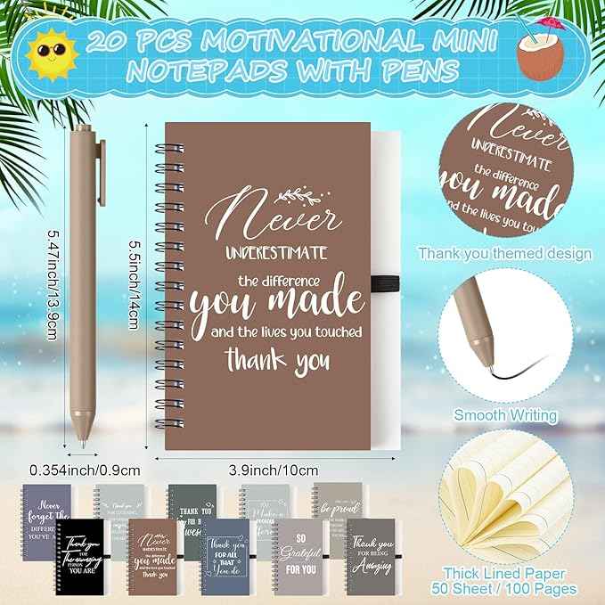 Shellwei 60 Pcs Employee Appreciation Gifts Bulk 24 oz Thank You Tumbler with Lid and Straw Mini Spiral Notebooks and Pens Appreciation Gifts for Team Employee Coworkers Teacher (Amazing)