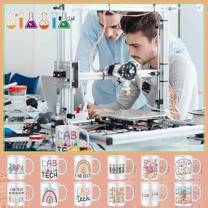 12 Pcs Lab Week 2026 Gifts Mugs, Lab Tech Medical Laboratory Scientist Gifts Bulk for Workers 11oz Ceramic Mugs Cup for Laboratory Science Scientist Nurse Doctor