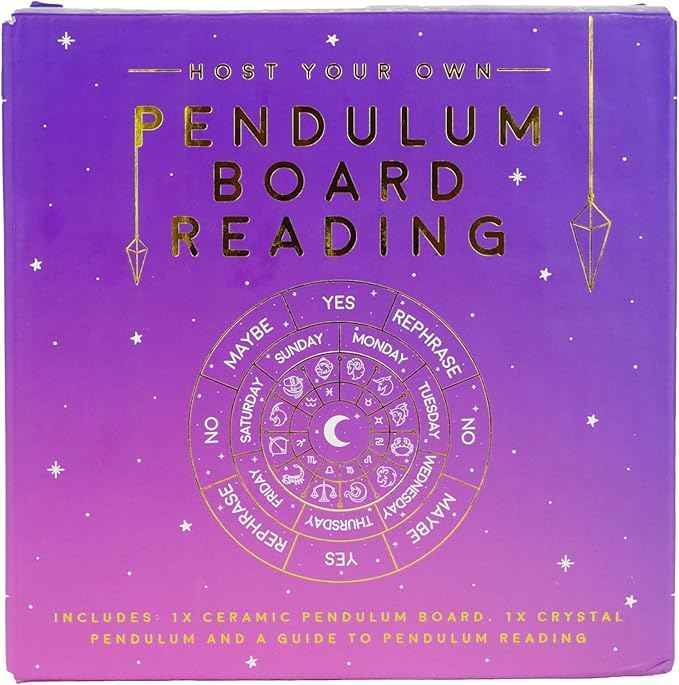 Pendulum Board Divination Kit - Metaphysical Dowsing Reading Board and Crystal - Pendulum Board Gift Set