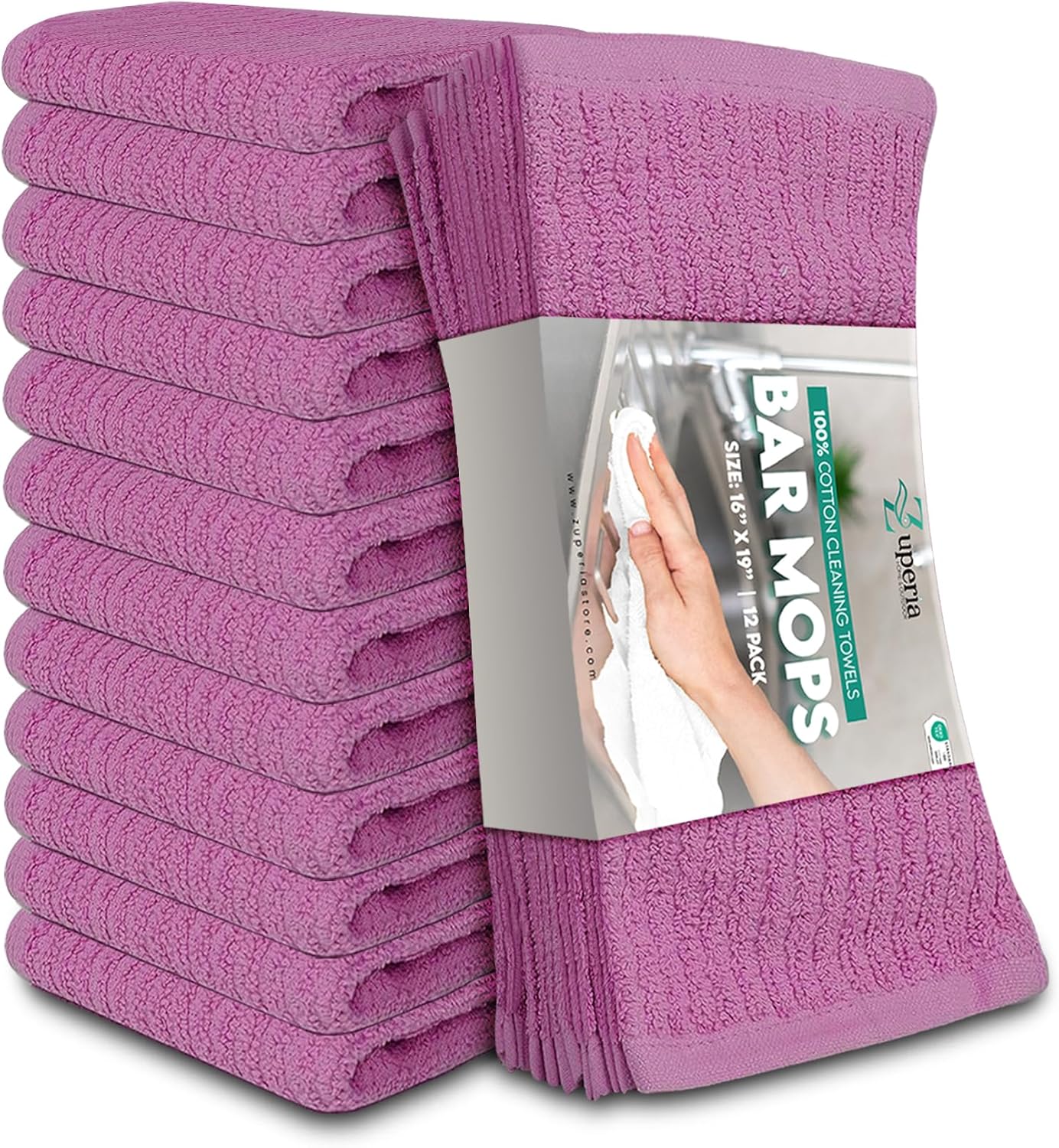 ZUPERIA Bar Mop Kitchen Towels - Pack of 12 (16
