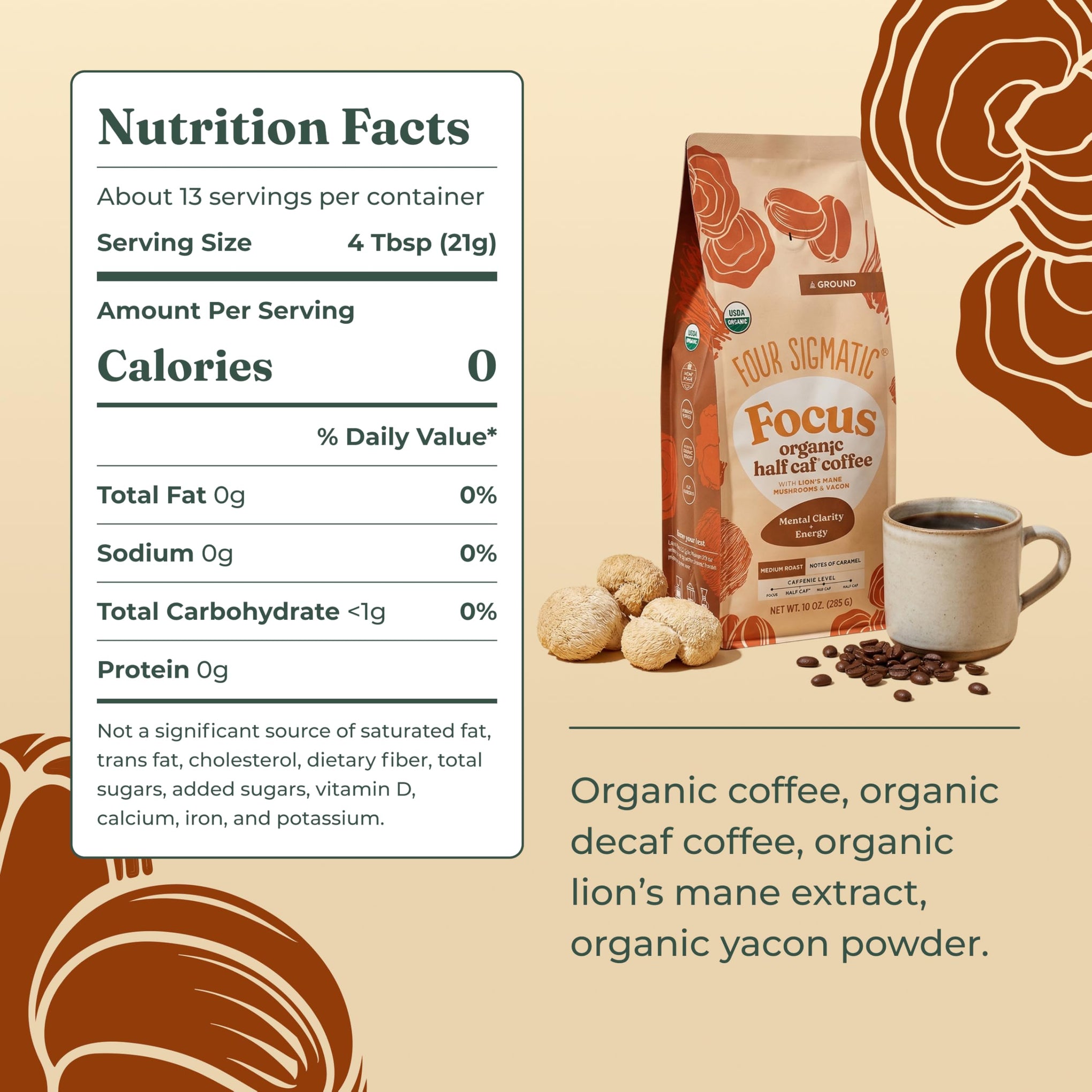Organic Focus Half Caf Ground Coffee (10 Ounce)