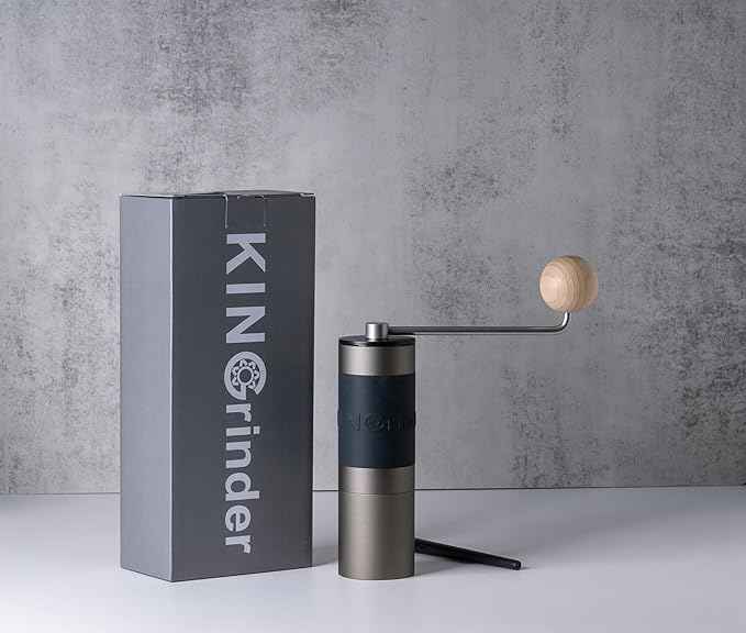 【Famous KOL Recommended】KINGrinder K0 Iron Grey Manual Hand Coffee Grinder with Straight handle for French Press, Drip with Assembly Consistency Stainless Steel Conical Burr Mill, 20-25g Capacity