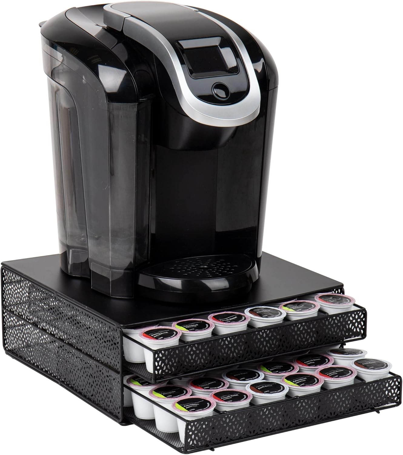 Mind Reader Single Serve Coffee Pod Organizer with 2 Drawers, 72 Pod Capacity, Metal Mesh, 13