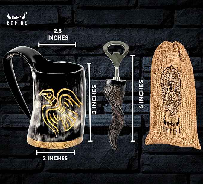 Viking Horn Shot Mugs Set of 6,100% Authentic, Unique, Handmade Natural Ox Horn Shot Glasses| 3oz Cool Unique Tumbler, Beer Gift for Men and Women, Goblet| Mediaeval Stein for Ale, Mead, Whisky…