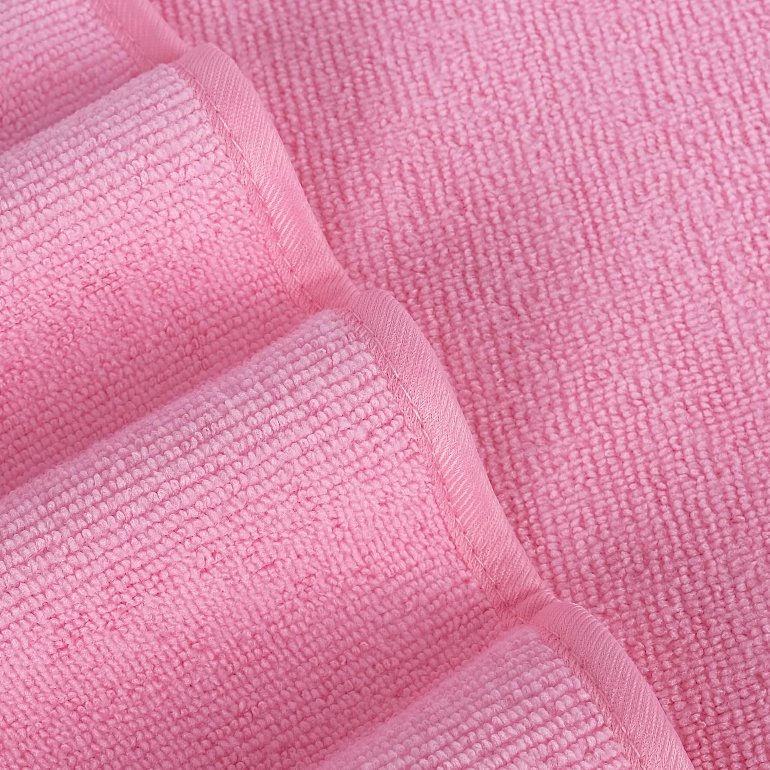 POLYTE Premium Lint Free Microfiber Washcloth Face Towel, 13 x 13 in, Set of 6 (Pink)