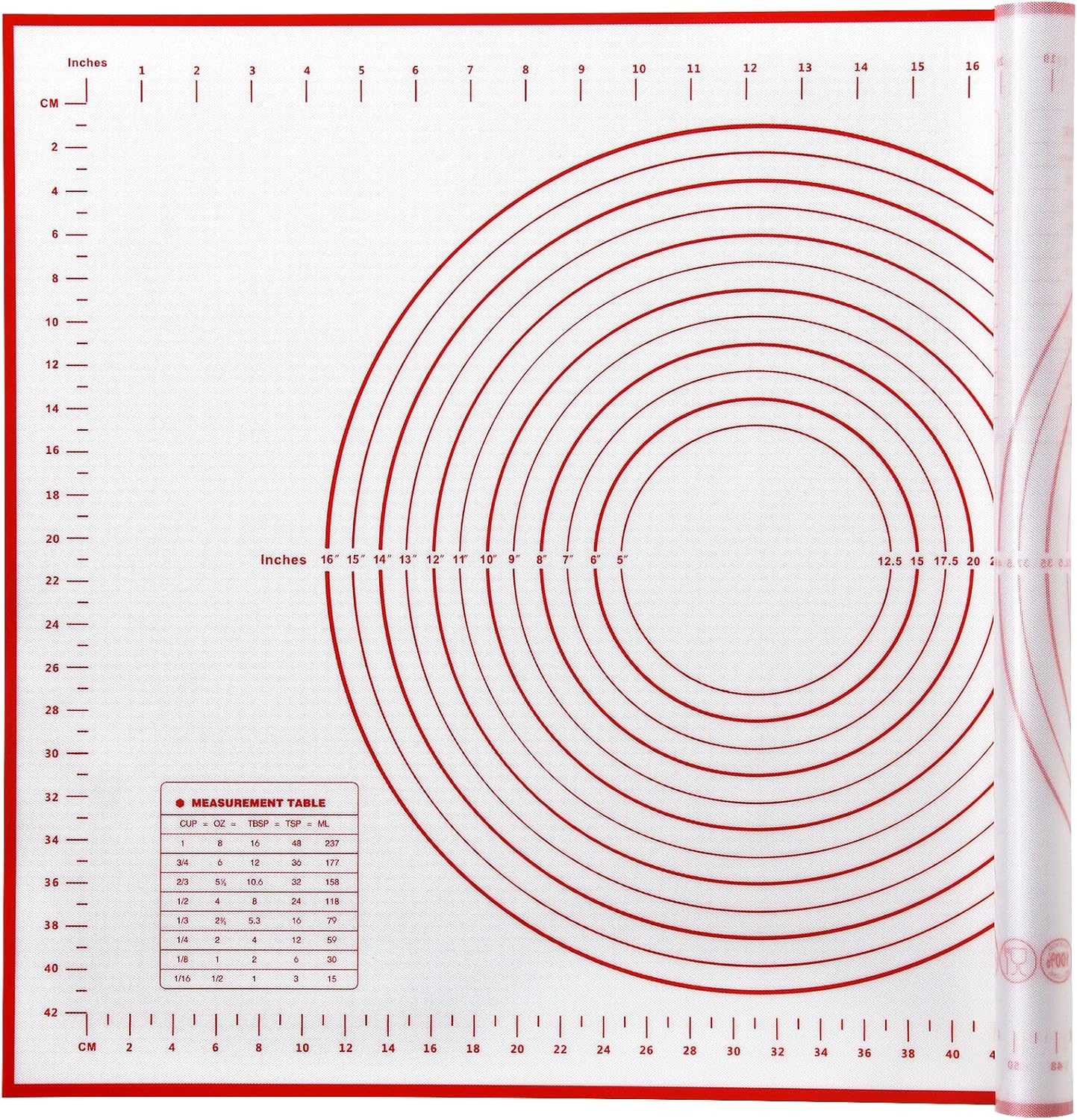 Yansumi Silicone Pastry Mat Extra Large Non-Slip Mat for Rolling Dough Pie Crust and Baking Non-Stick with Measurements(XL,28