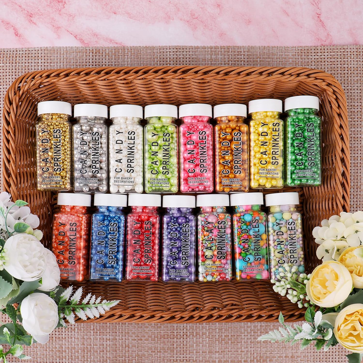 Purple Sprinkles for Cake Decorating, 6 Sizes Mix 4.6 oz Edible Pearl Sugar for Ice Cream Cupcake Cookies, Wedding Parties Birthday Cake Decoration