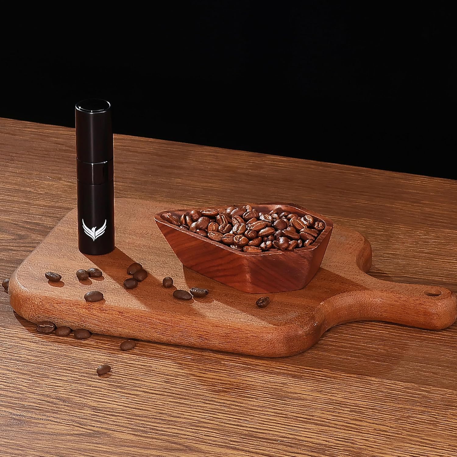 Walnut Coffee Bean Dosing Cup and RDT Coffee Spritzer Gift Set Coffee Bar Accessories Wooden Dosing Vessel Single Dose Coffee Measuring Tray Kit