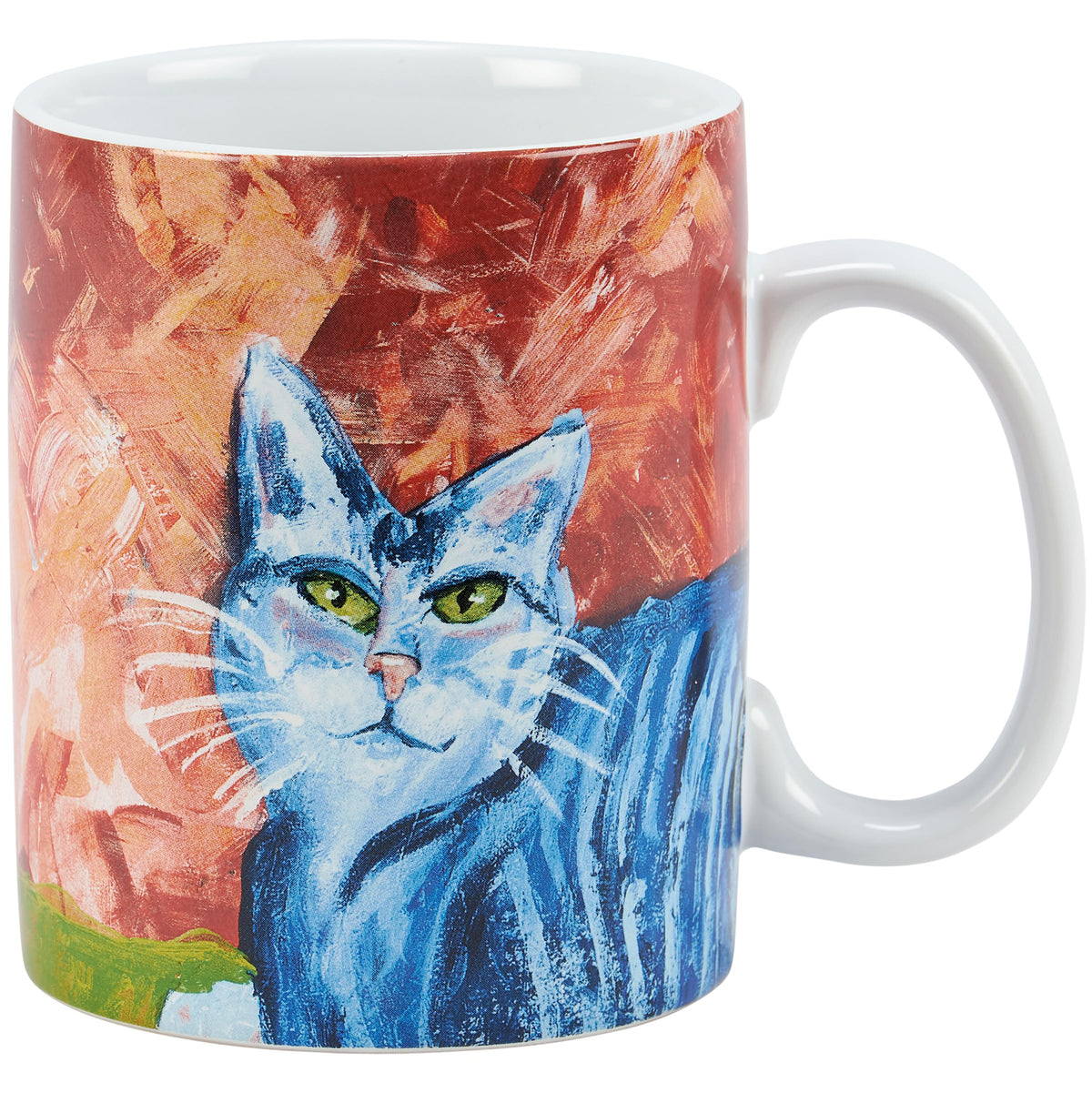 Colorful cat stoneware coffee mug, 18 oz