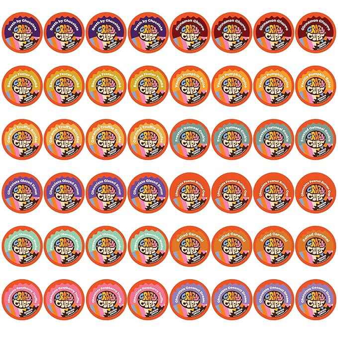 Crazy Cups Flavored Coffee Pods Variety Pack - Coffee Flavors and Chocolate Coffee Flavors for Keurig K Cups Machines, Medium Roast, Single Serve Coffee Pods, 48 Count