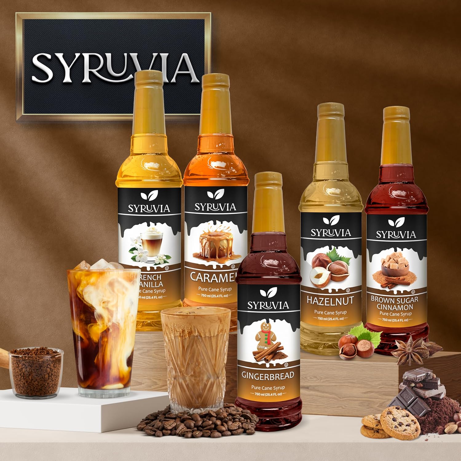 Syruvia S’mores Syrup for Coffee - 25.4 fl oz. Kosher and Gluten-Free. Perfect for Lattes, Smoothies, Shakes, Drinks, Desserts, and More.