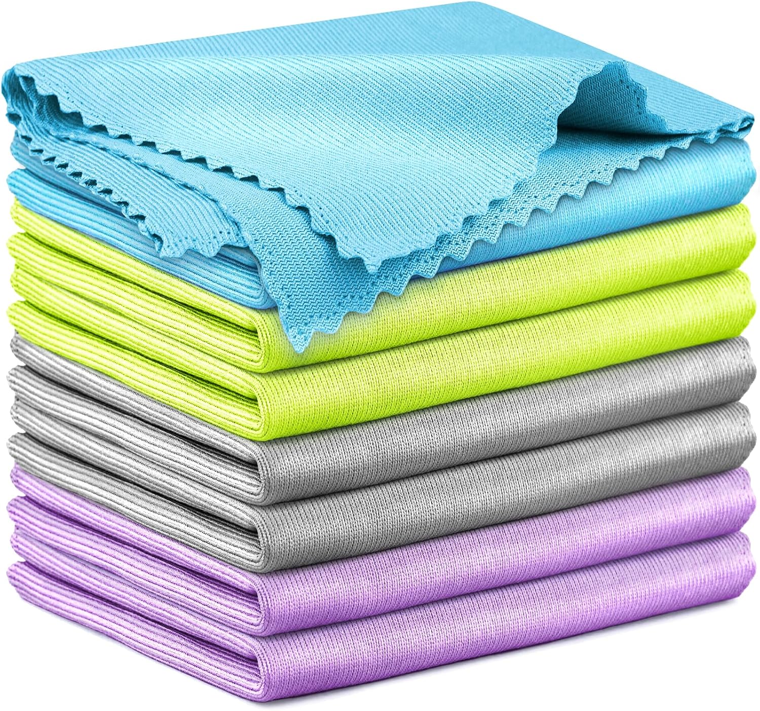 Microfiber Cleaning Cloth Glass Window Stainless Steel Mirror Polishling Rags Eyeglass Windshield Household Nano Sparkle Cloth Lint Free Cloth Cleaning Supplies Shiny Wipes, Pack of 8, 16