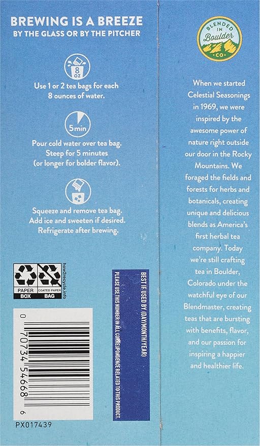 Celestial Seasonings Cold Brew Raspberry Black Iced Tea 18 Tea Bags (Pack of 5)