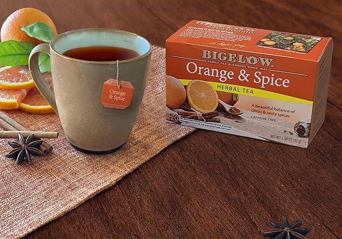 Bigelow,Orange & Spice Herbal, Caffeine Free Tea with Orange and Herbs, 240 Total Tea Bags, 20 Count Box (Pack of 12)