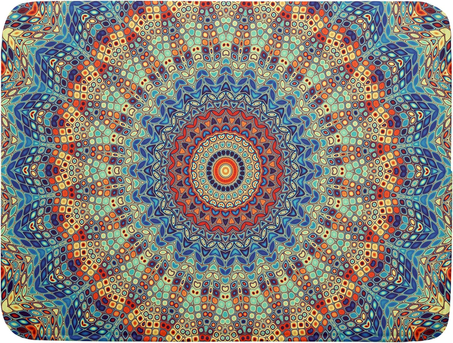 Bohemian Mandala Dish Drying Mat for Kitchen Counter Boho Ethnic Drying Mat 18 x 24 Inch with High Absorbent Reversible Microfiber Dish Drying Pad Dish Rack Pad Drainer Mat for Coffee Bar