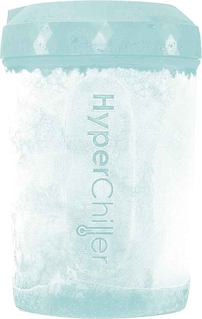 HyperChiller HC2AS Patented Iced Coffee/Beverage Cooler, NEW, IMPROVED,STRONGER AND MORE DURABLE! Ready in One Minute, Reusable for Iced Tea, Wine, Spirits, Alcohol, Juice, 12.5 Oz, Aqua Sky